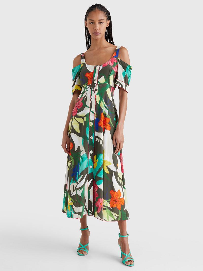 Peignoir Tommy Hilfiger Silk Hawaiian Maxi Femme Multicolore | FR_W21118