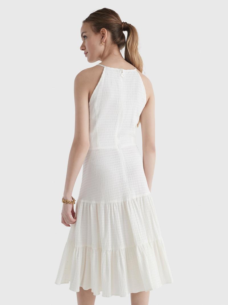 Peignoir Tommy Hilfiger Solid Tiered Halter Femme Blanche | FR_W21124