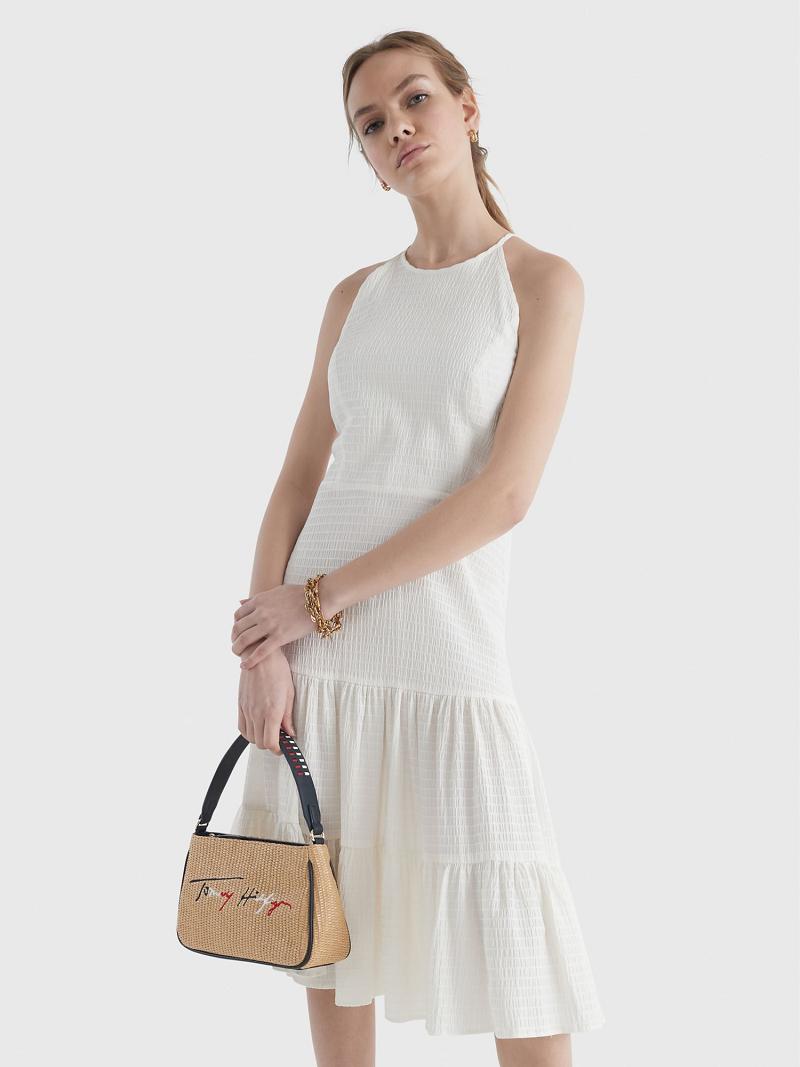 Peignoir Tommy Hilfiger Solid Tiered Halter Femme Blanche | FR_W21124