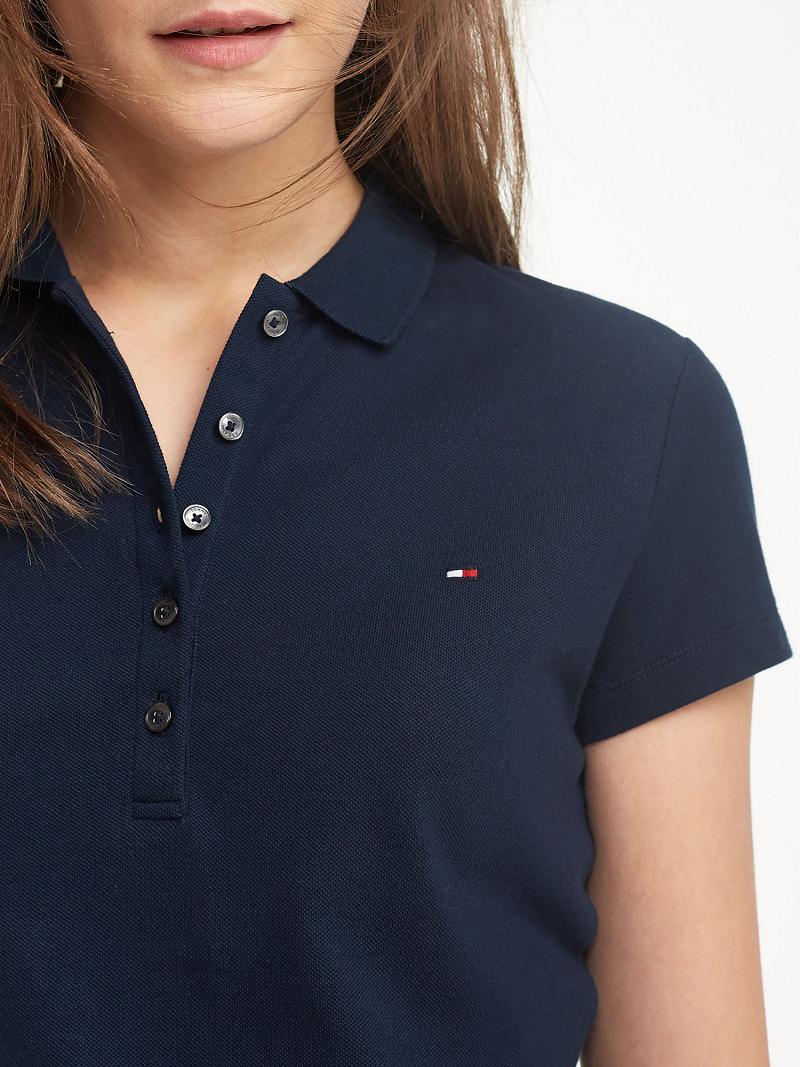 Peignoir Tommy Hilfiger Stretch Coton Pique Polo Femme Bleu | FR_W21125