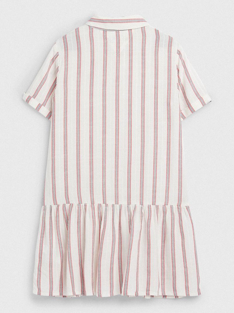 Peignoir Tommy Hilfiger Stripe Enfant Blanche | FR_G1084