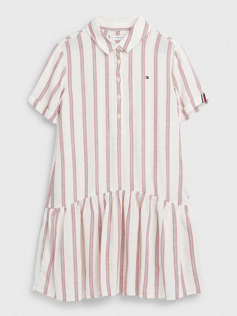 Peignoir Tommy Hilfiger Stripe Enfant Blanche | FR_G1084