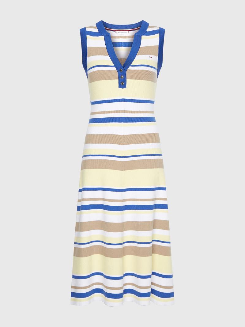 Peignoir Tommy Hilfiger Stripe Henley Midi Femme Multicolore | FR_W21126