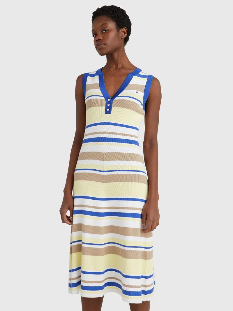 Peignoir Tommy Hilfiger Stripe Henley Midi Femme Multicolore | FR_W21126