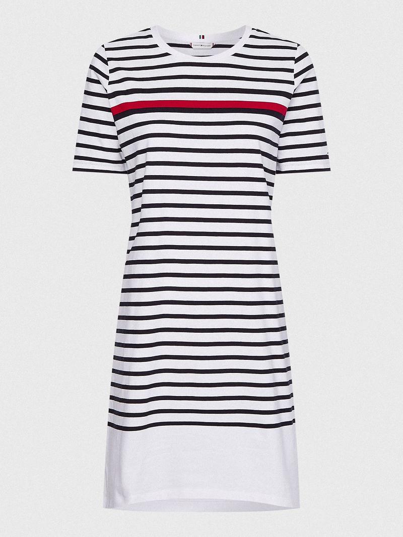 Peignoir Tommy Hilfiger Stripe T-Shirt Femme Rouge Blanche Bleu | FR_W21127