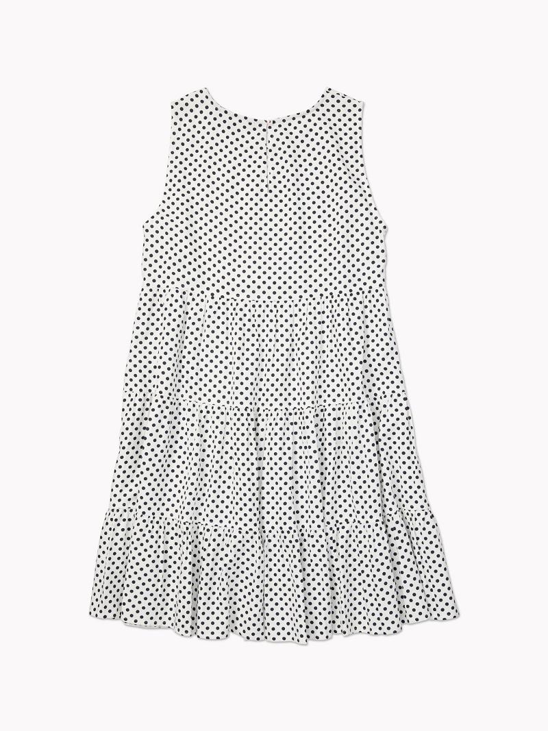 Peignoir Tommy Hilfiger Tiered Dot Femme Blanche Bleu | FR_W21133