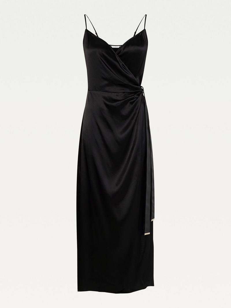 Peignoir Tommy Hilfiger Wrap Maxi Femme Noir | FR_W21137