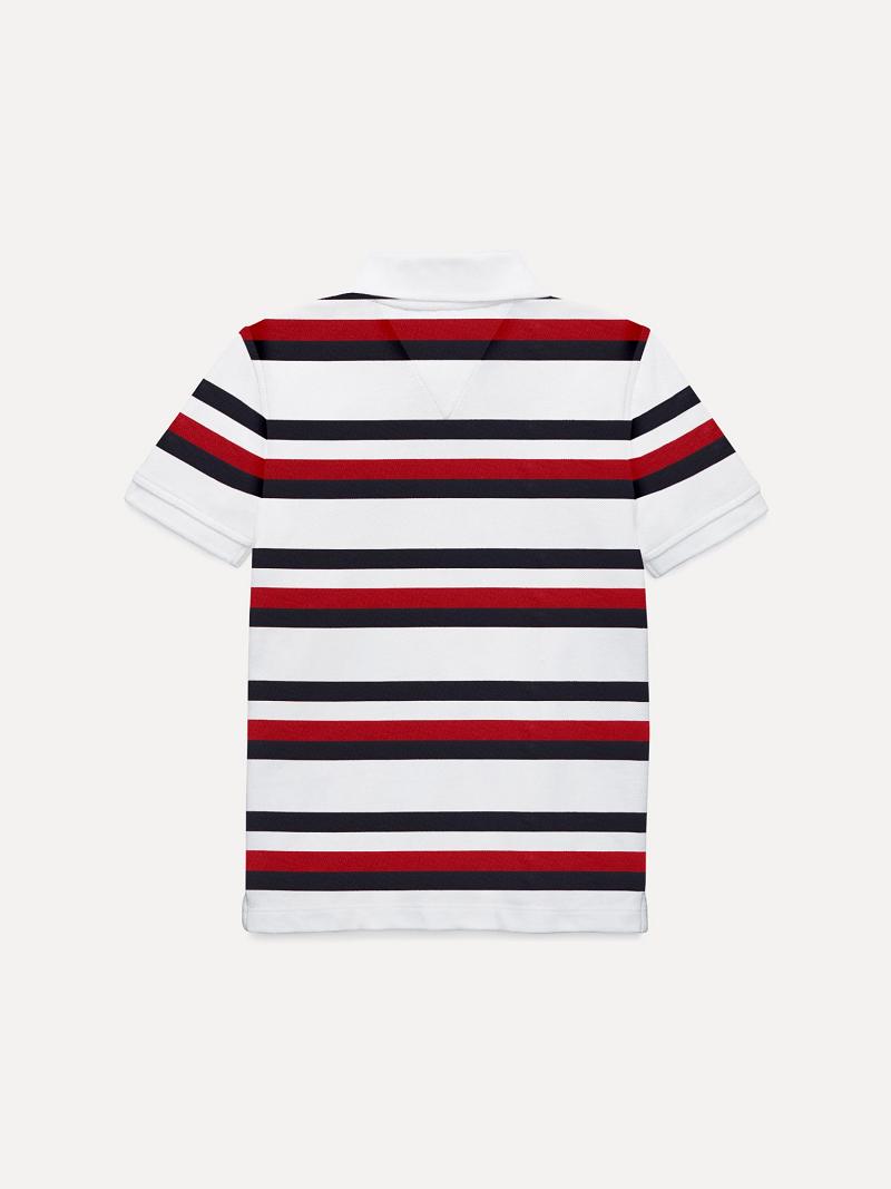 Polos Tommy Hilfiger Big Signature Stripe Enfant Blanche Multicolore | FR_B2061