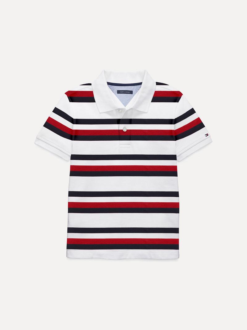 Polos Tommy Hilfiger Big Signature Stripe Enfant Blanche Multicolore | FR_B2061