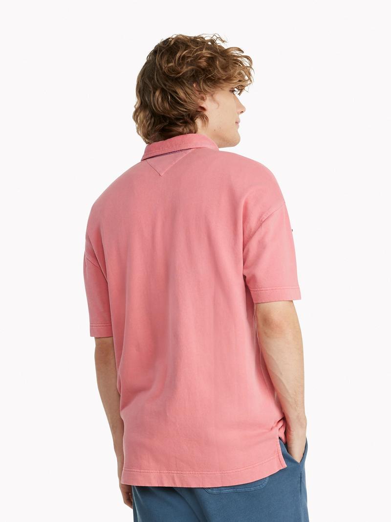 Polos Tommy Hilfiger Essential oversized fit solid Homme Rose | FR_M31291