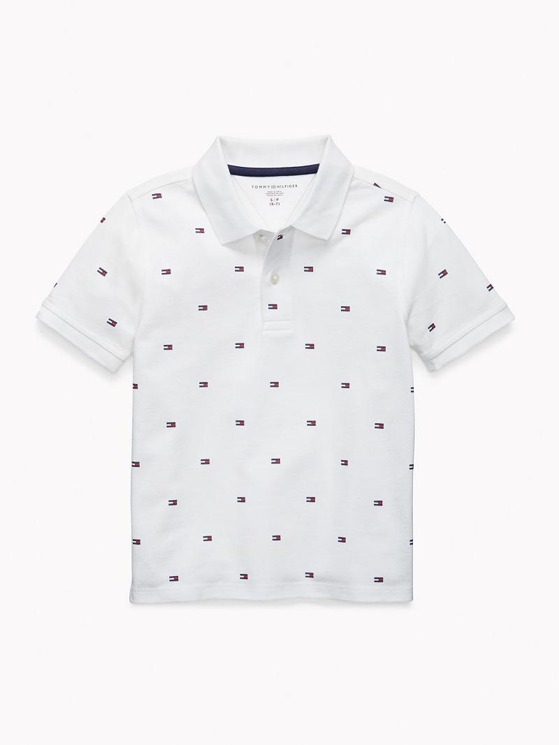 Polos Tommy Hilfiger Flag Enfant Blanche | FR_B2064