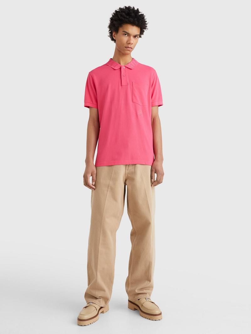 Polos Tommy Hilfiger Pocket Homme Rose | FR_M31293