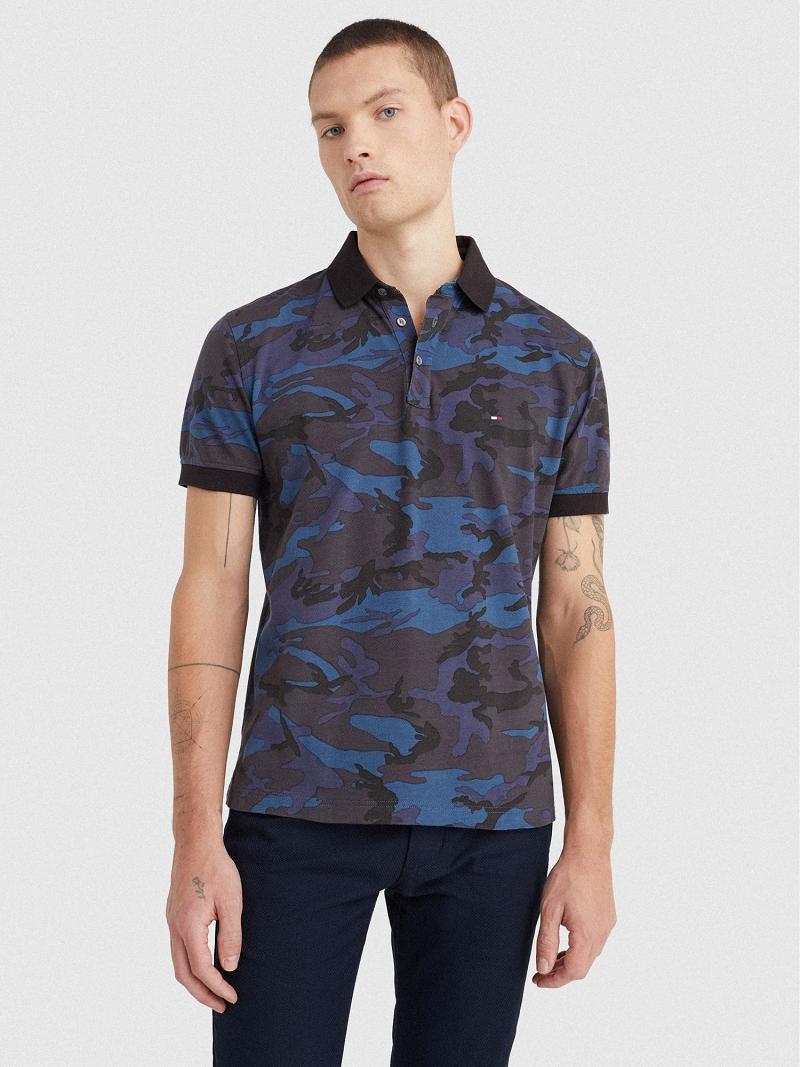 Polos Tommy Hilfiger Regular fit camo print Homme Bleu Marine Camouflage | FR_M31295