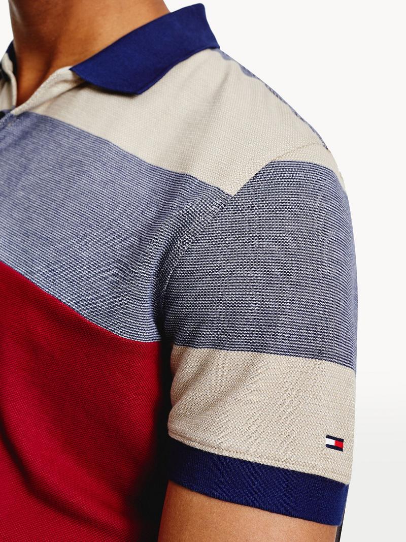 Polos Tommy Hilfiger Regular fit tonal colorblock pique Homme Grise Multicolore | FR_M31305