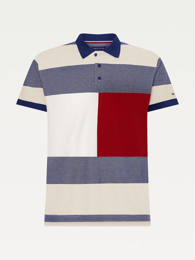 Polos Tommy Hilfiger Regular fit tonal colorblock pique Homme Grise Multicolore | FR_M31305