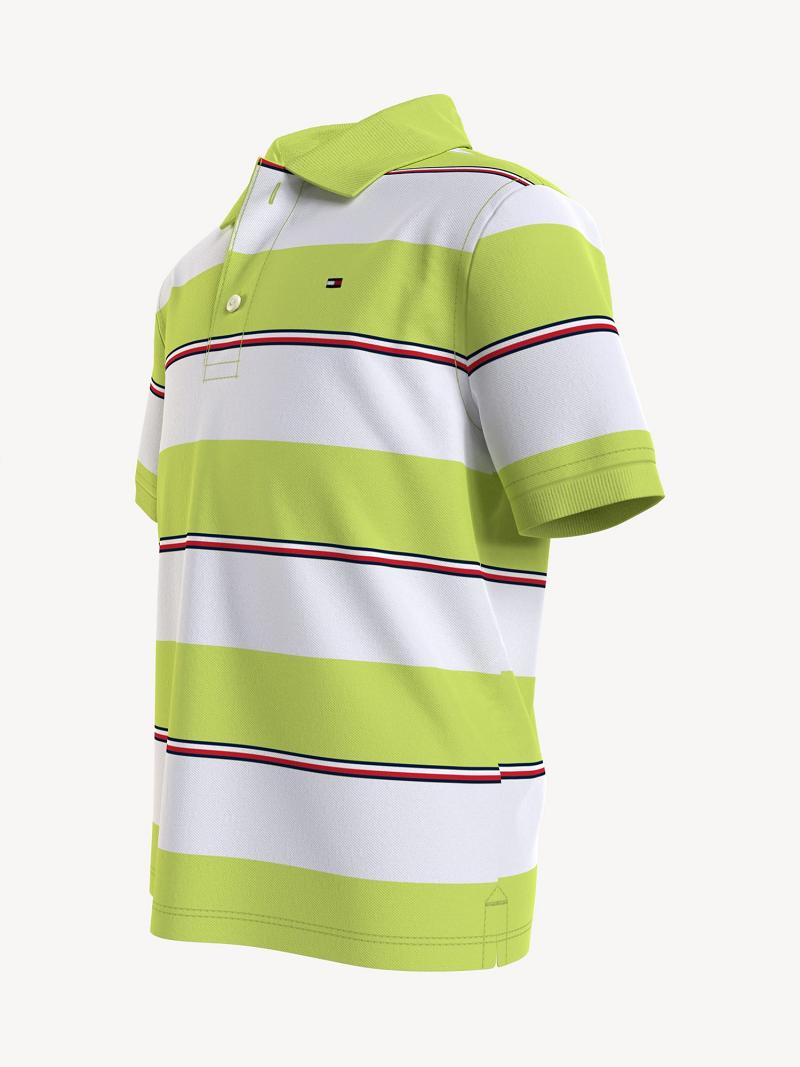 Polos Tommy Hilfiger Rugby Stripe Enfant Vert | FR_B2069