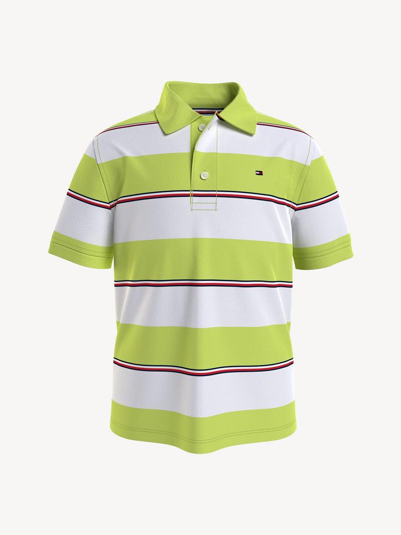 Polos Tommy Hilfiger Rugby Stripe Enfant Vert | FR_B2069