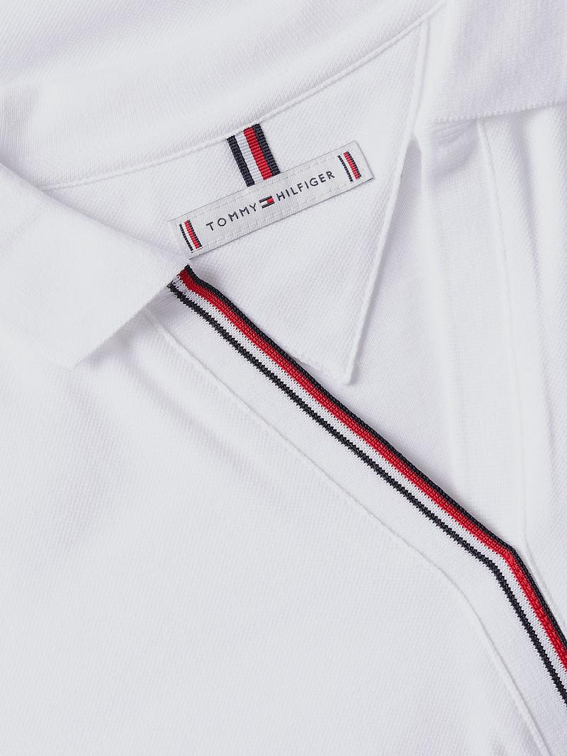 Polos Tommy Hilfiger Slim Fit Open-Neck Femme Blanche | FR_W21273