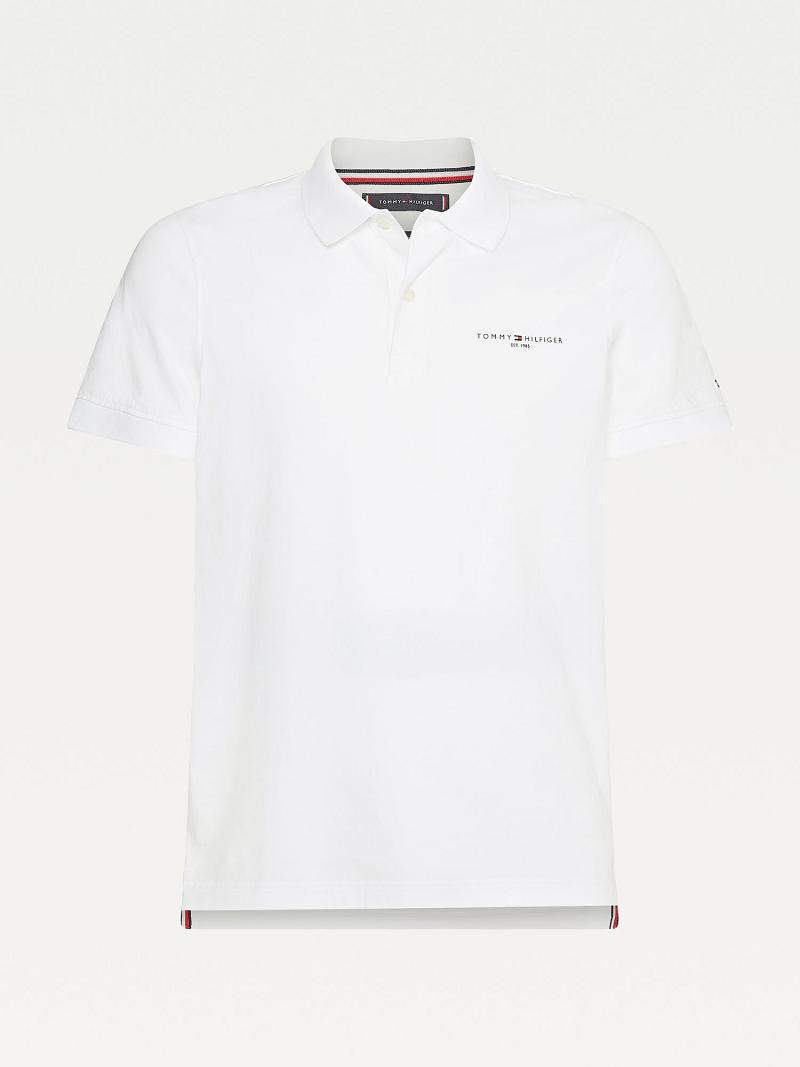 Polos Tommy Hilfiger Slim fit solid jersey Homme Blanche | FR_M31311