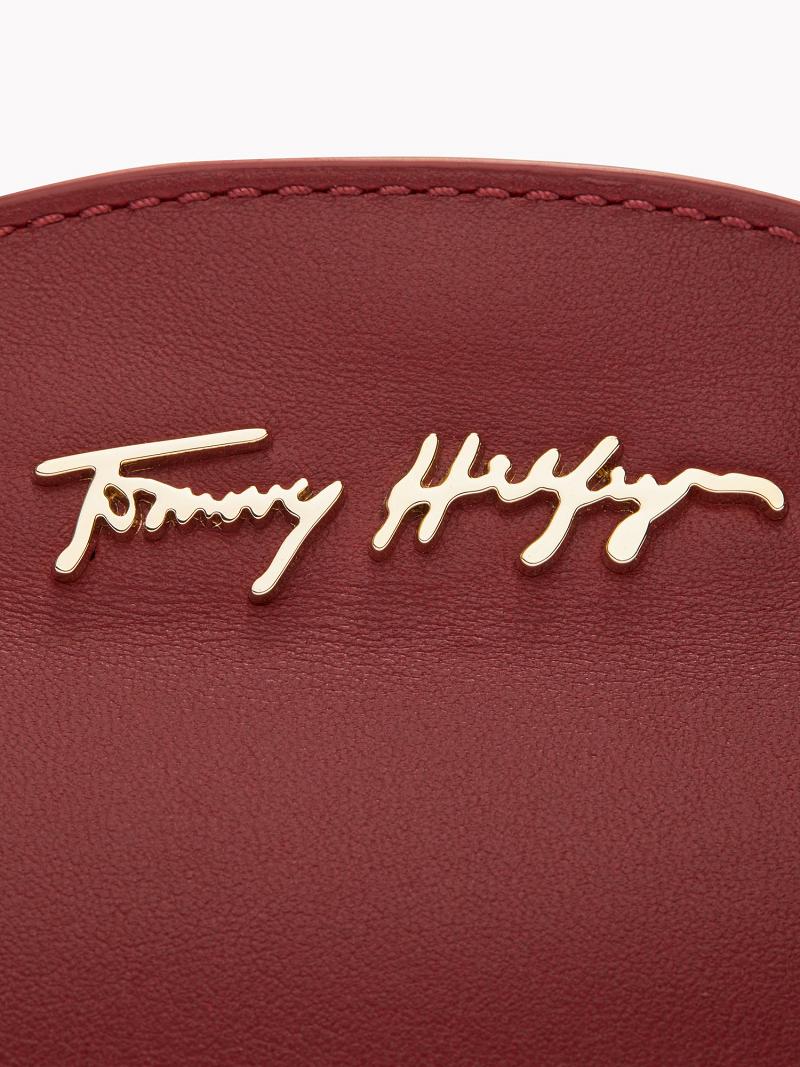 Porte-Cartes Tommy Hilfiger Cuir Clutch with Larges Fur Brides Femme Rouge | FR_W21649