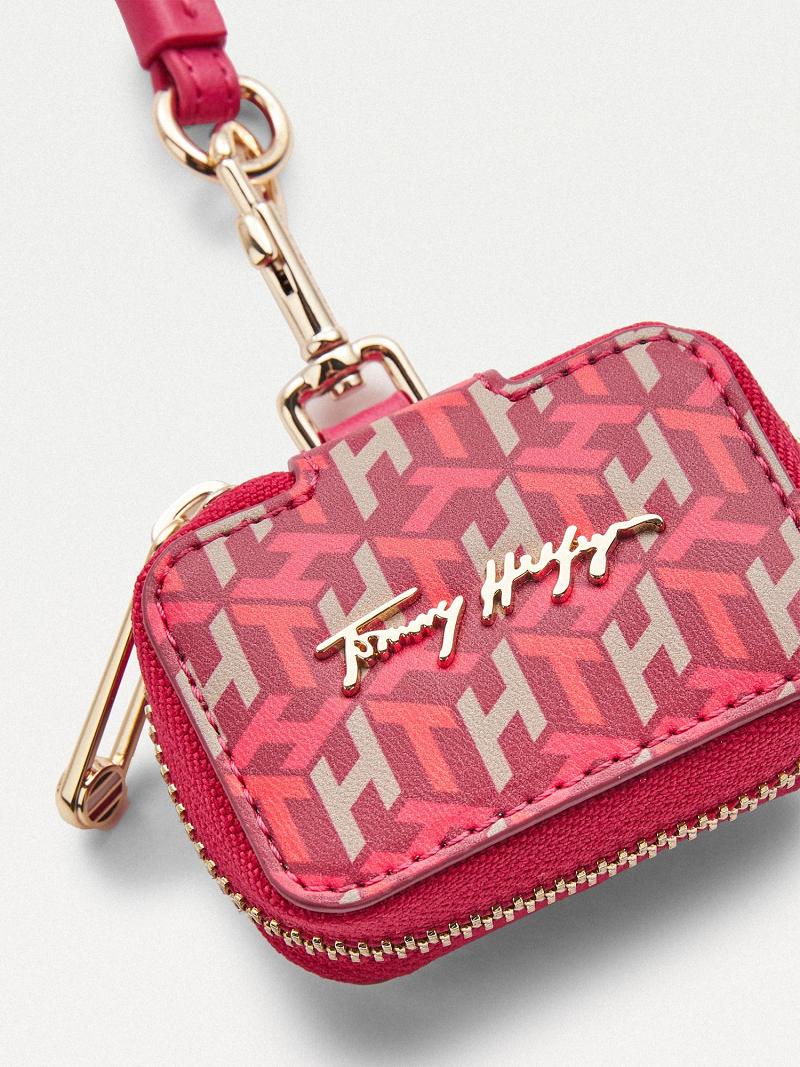 Porte-Cartes Tommy Hilfiger Monogram Zip Earbud Case Femme Rose | FR_W21650