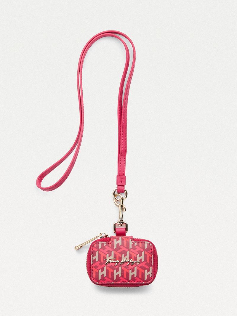 Porte-Cartes Tommy Hilfiger Monogram Zip Earbud Case Femme Rose | FR_W21650