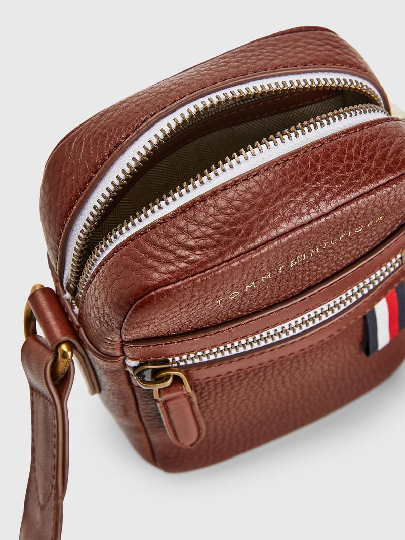 Sacs Tommy Hilfiger Premium Cuir Mini Crossbody Homme Marron | FR_M31700