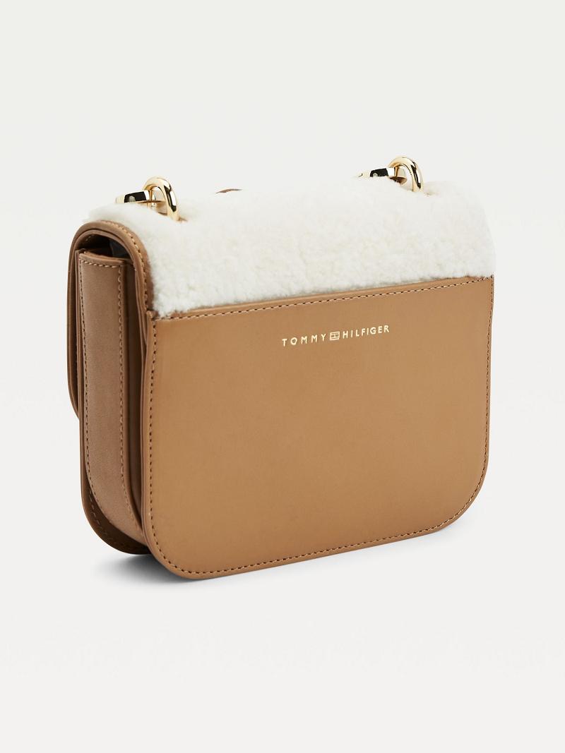 Sacs Tommy Hilfiger Shearling Mini Crossbody Femme Kaki | FR_W21645