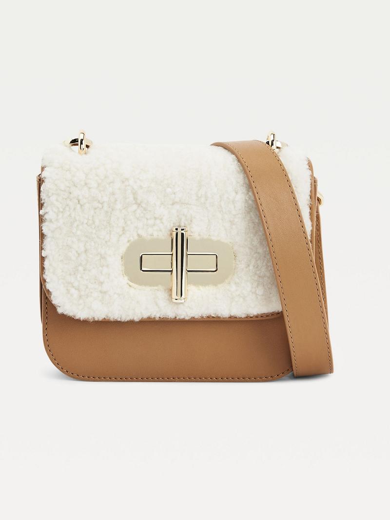 Sacs Tommy Hilfiger Shearling Mini Crossbody Femme Kaki | FR_W21645