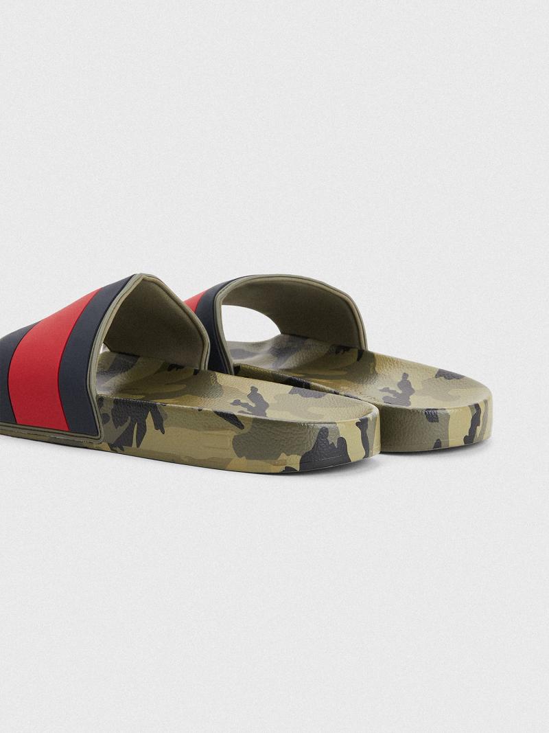 Sandales Tommy Hilfiger Camo pool Homme Vert Olive | FR_M31647