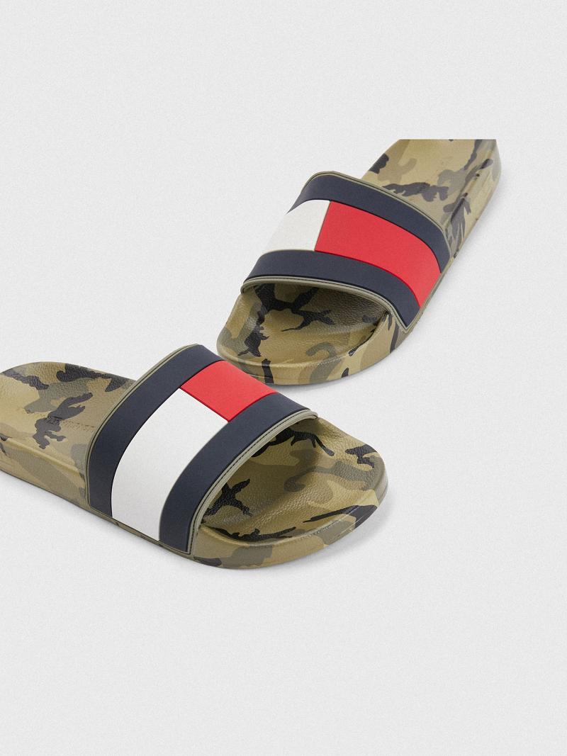 Sandales Tommy Hilfiger Camo pool Homme Vert Olive | FR_M31647