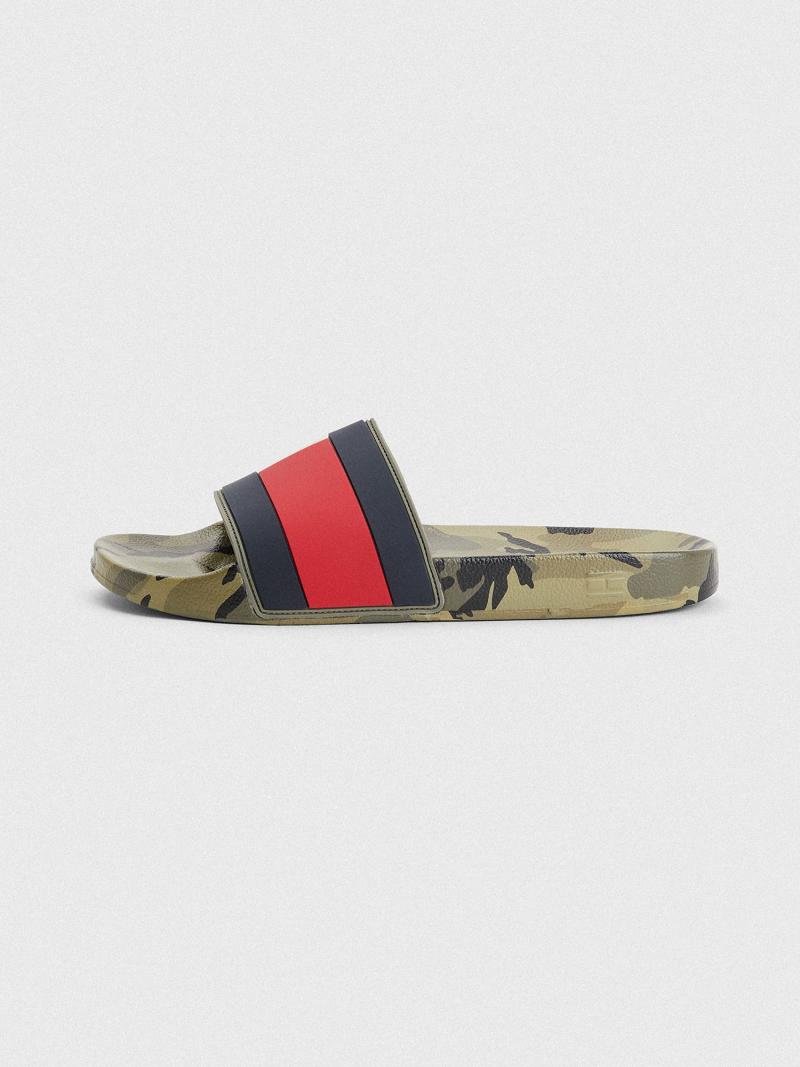 Sandales Tommy Hilfiger Camo pool Homme Vert Olive | FR_M31647