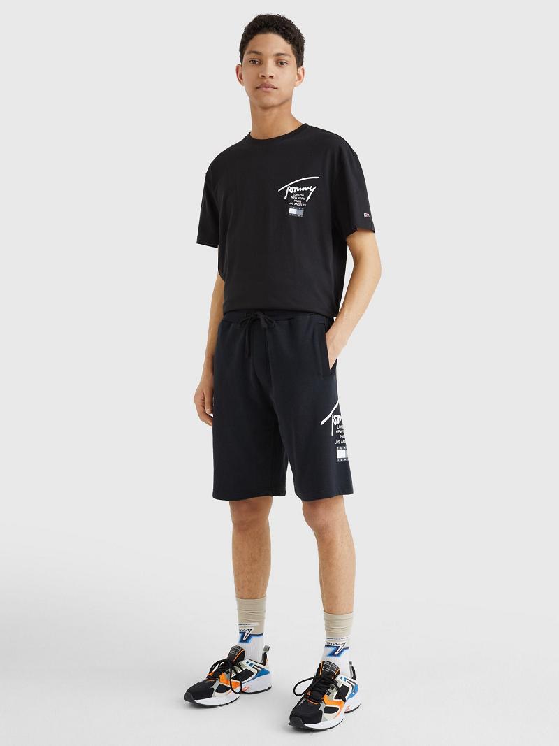 Shorts Tommy Hilfiger Basketball signature logo Homme Noir | FR_M31191