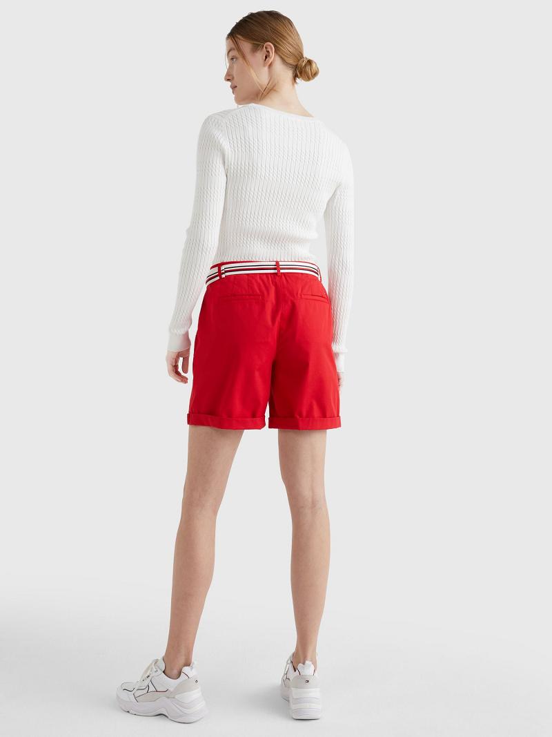 Shorts Tommy Hilfiger Chino Femme Rouge | FR_W21295