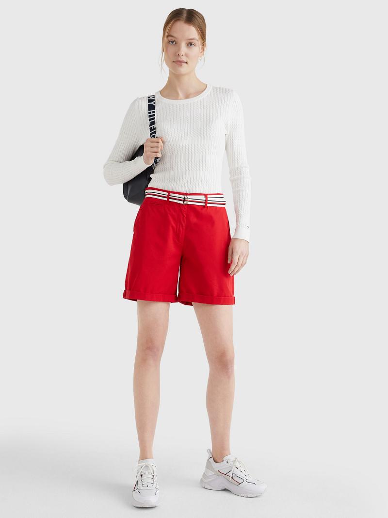 Shorts Tommy Hilfiger Chino Femme Rouge | FR_W21295