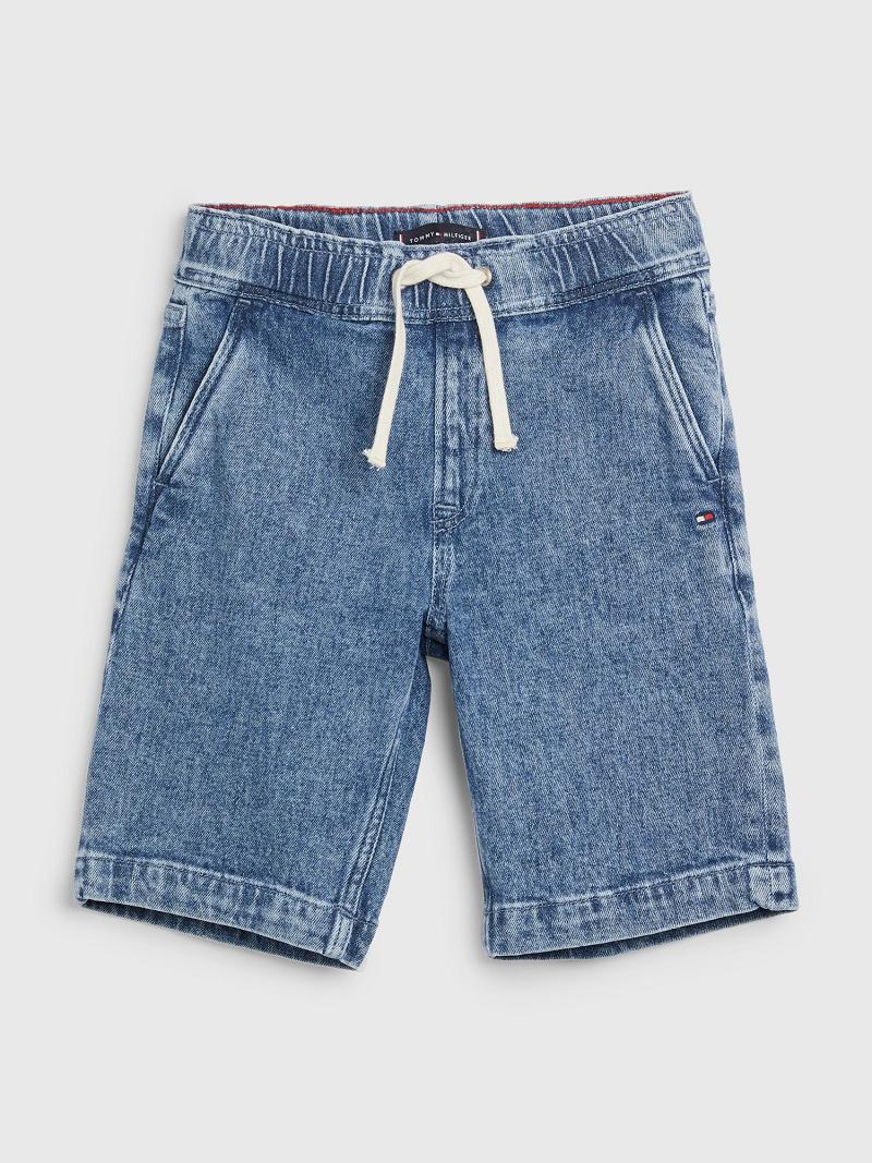 Shorts Tommy Hilfiger Drawstring Denim Enfant Bleu | FR_B2094