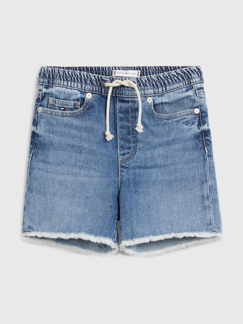 Shorts Tommy Hilfiger Drawstring Denim Enfant Bleu | FR_G1154