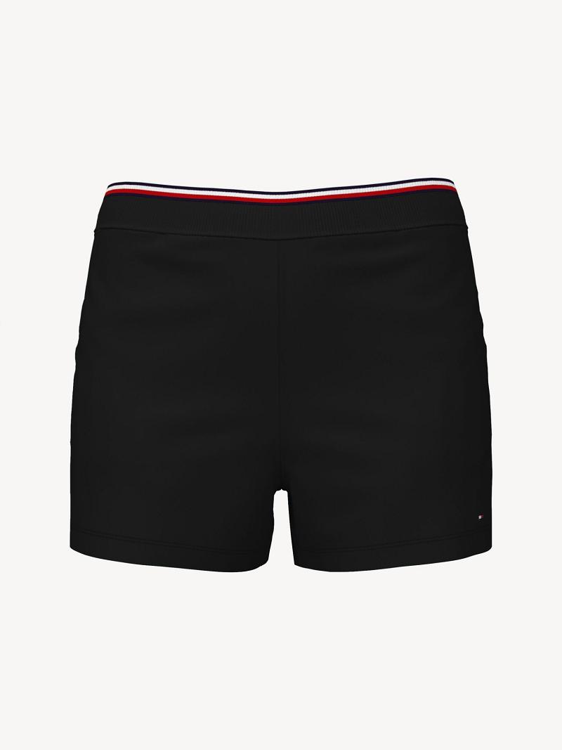 Shorts Tommy Hilfiger Essential High-Taille Sweatshort Femme Noir | FR_W21302