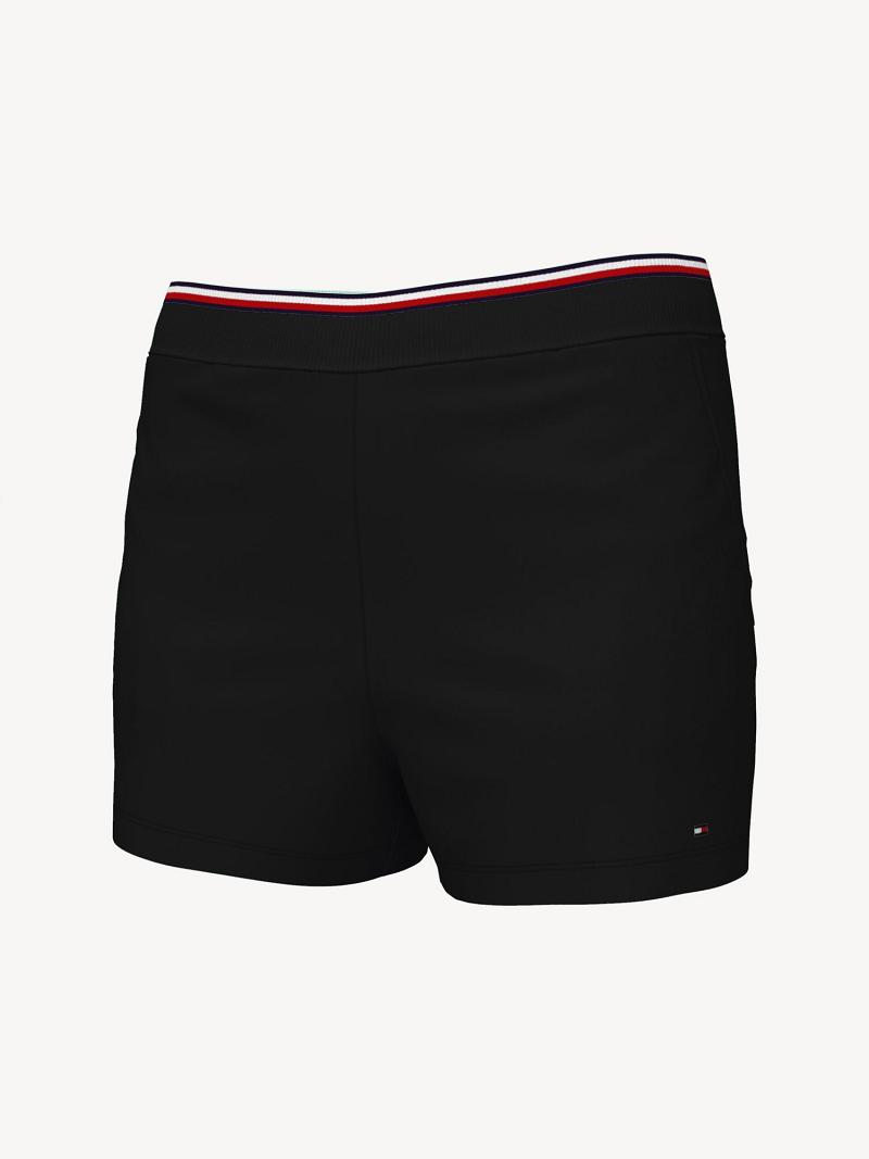 Shorts Tommy Hilfiger Essential High-Taille Sweatshort Femme Noir | FR_W21302