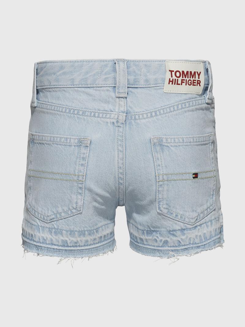 Shorts Tommy Hilfiger Frayed Bleach Wash Enfant Bleu | FR_G1158