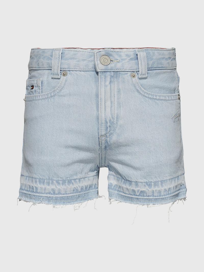 Shorts Tommy Hilfiger Frayed Bleach Wash Enfant Bleu | FR_G1158