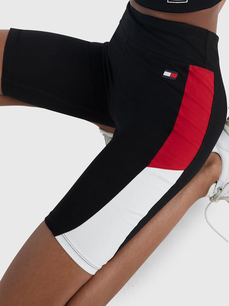 Shorts Tommy Hilfiger High-Rise Bike Femme Noir | FR_W21304