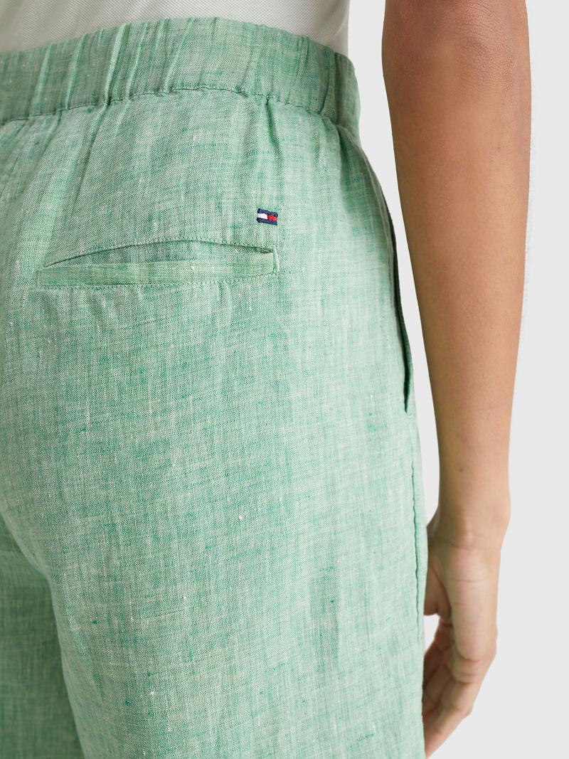 Shorts Tommy Hilfiger Linen Femme Vert | FR_W21309