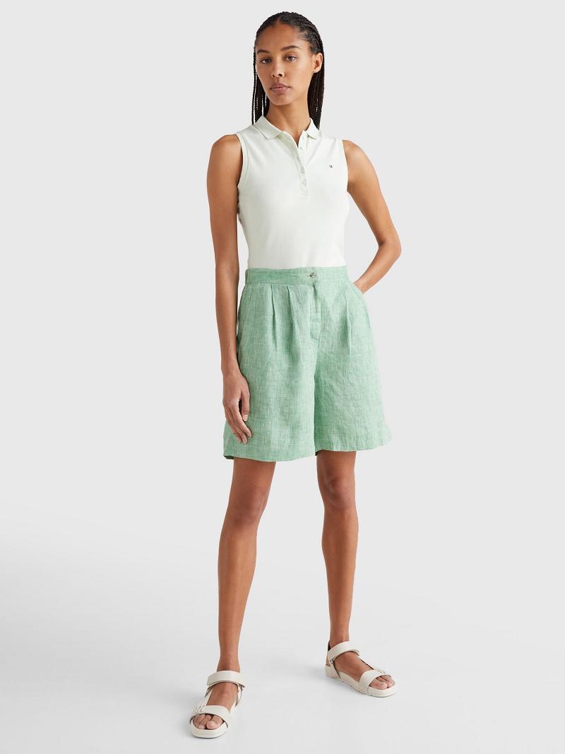 Shorts Tommy Hilfiger Linen Femme Vert | FR_W21309