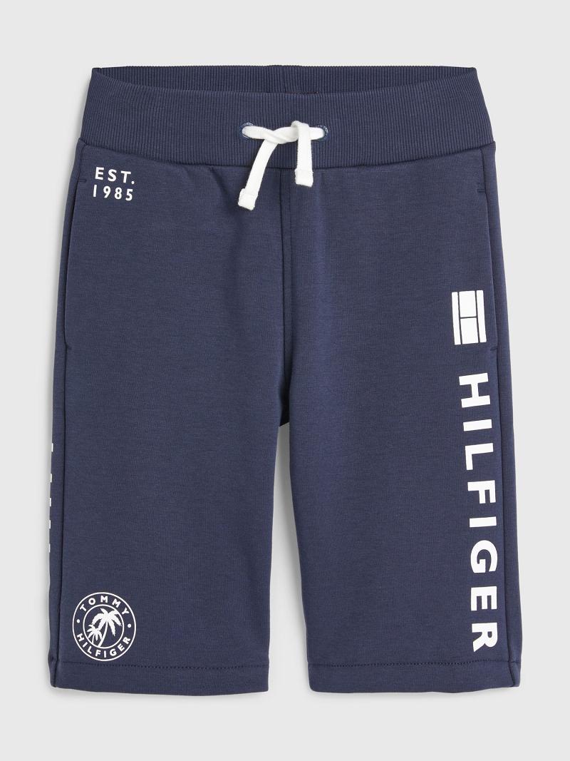 Shorts Tommy Hilfiger Multi Logo Sweatshort Enfant Bleu Marine | FR_B2101