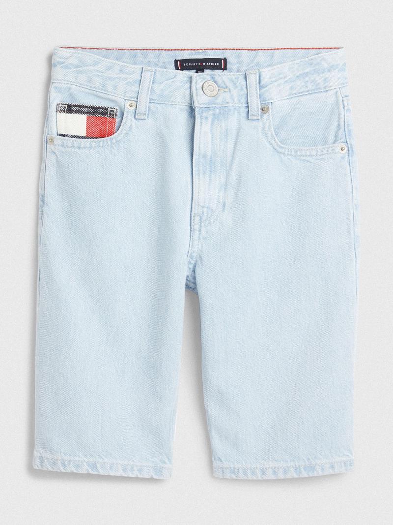 Shorts Tommy Hilfiger Straight Fit Denim Enfant Bleu | FR_B2104