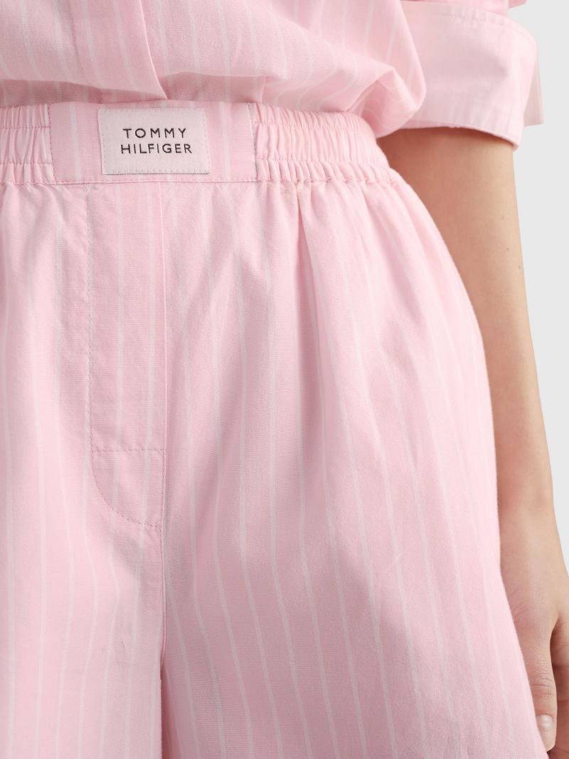 Shorts Tommy Hilfiger Stripe Oxford Femme Rose | FR_W21315