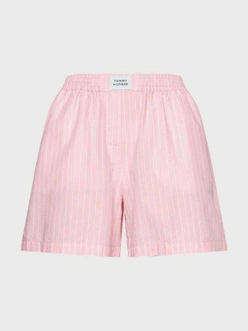 Shorts Tommy Hilfiger Stripe Oxford Femme Rose | FR_W21315