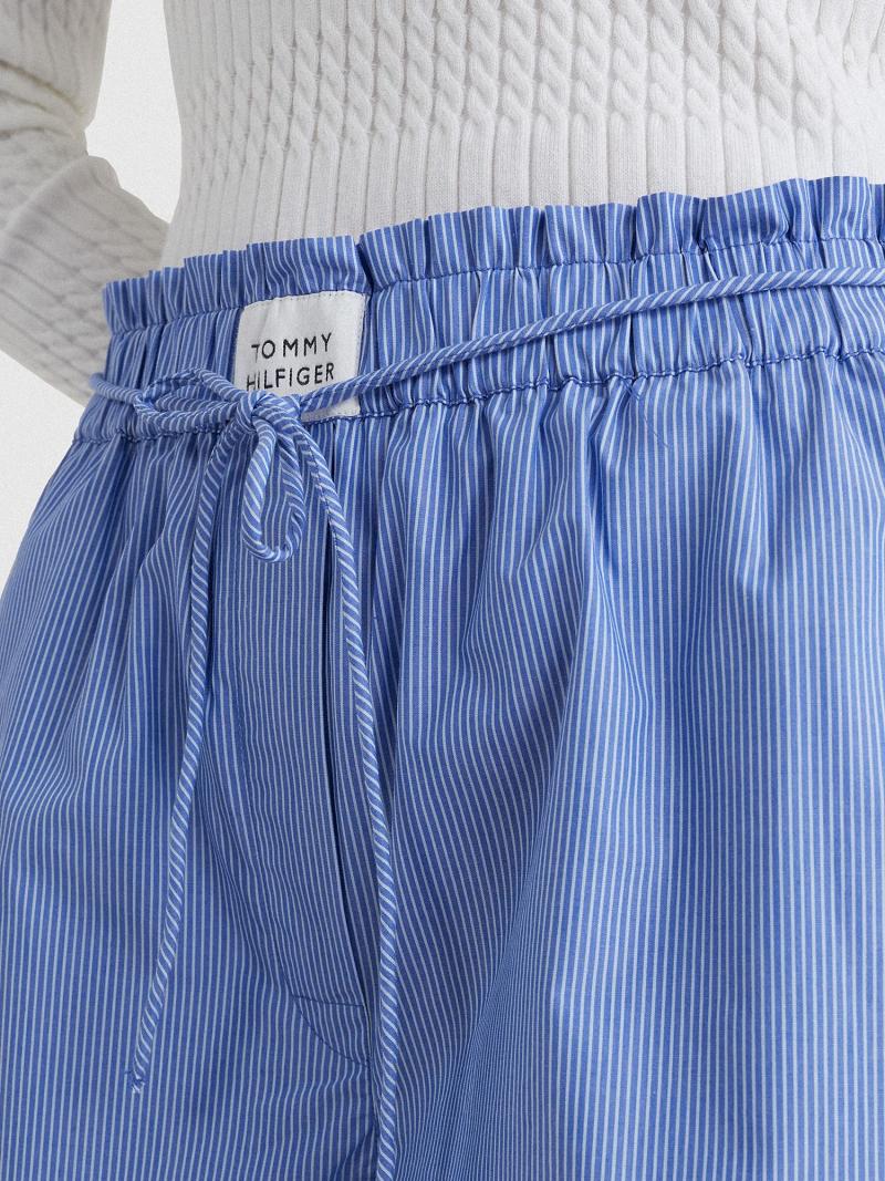 Shorts Tommy Hilfiger Stripe Oxford Femme Bleu | FR_W21316