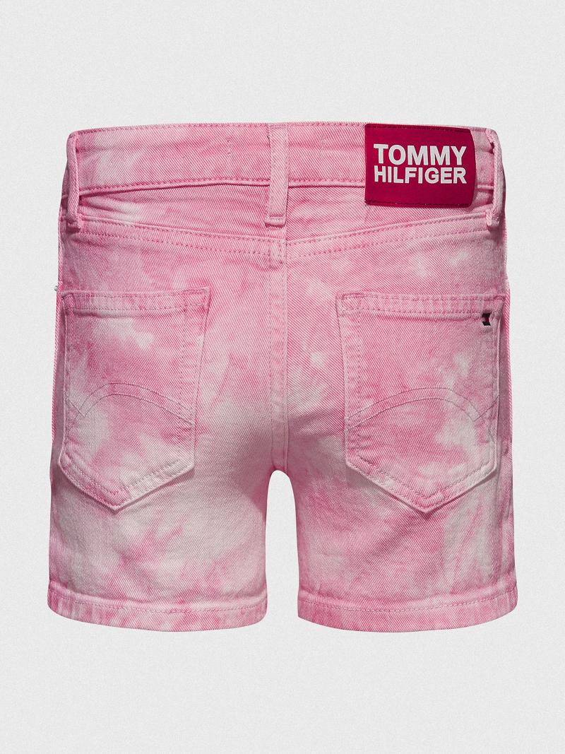 Shorts Tommy Hilfiger Tie-Dye Denim Enfant Rose | FR_G1163